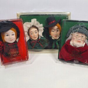 A Christmas Carol Heritage Village Tiny Tim Bob Cratchit Scrooge Heads 1988 Lot
